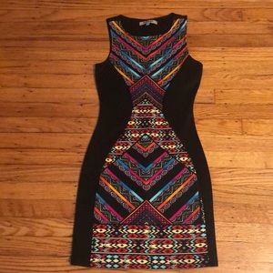 Geometric Colorful Fitted Dress